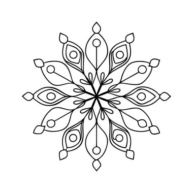 Boyama kitabı sayfası için karmaşık siyah çizgi mandala deseni