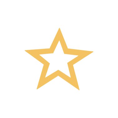 Golden yellow five pointed star outline icon representing success and rating
