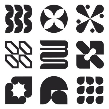 İş kimliği için modern siyah soyut geometrik logo işaretleri kümesi