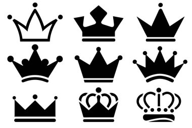 Crown vektörü. Kraliyet amblemi. Zarif taç simgesi.