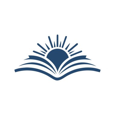 Eğitim logosu. Logo öğreniyorum. Kitap ve güneş logosu. akademik logo