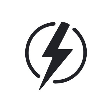 Elektrik enerjisi yıldırımı güç sembolü çizimi izole edildi