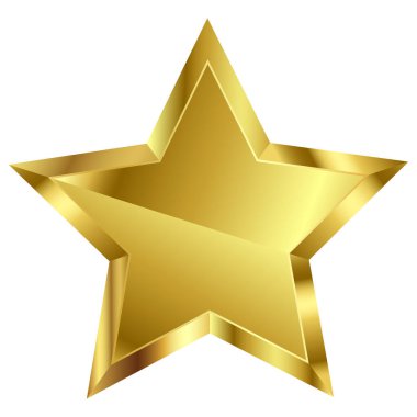 3D Metalik Efektli Parlak Altın Yıldız