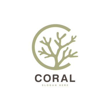 Mercan logosu. Mercan vektörü. mercan resifi logosu