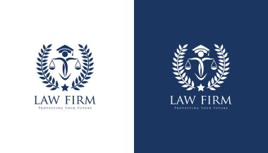 Hukuk firmasının logosu. Adalet ölçeği vektörü. Adalet logosu. Avukat logosu. kanun vektörü