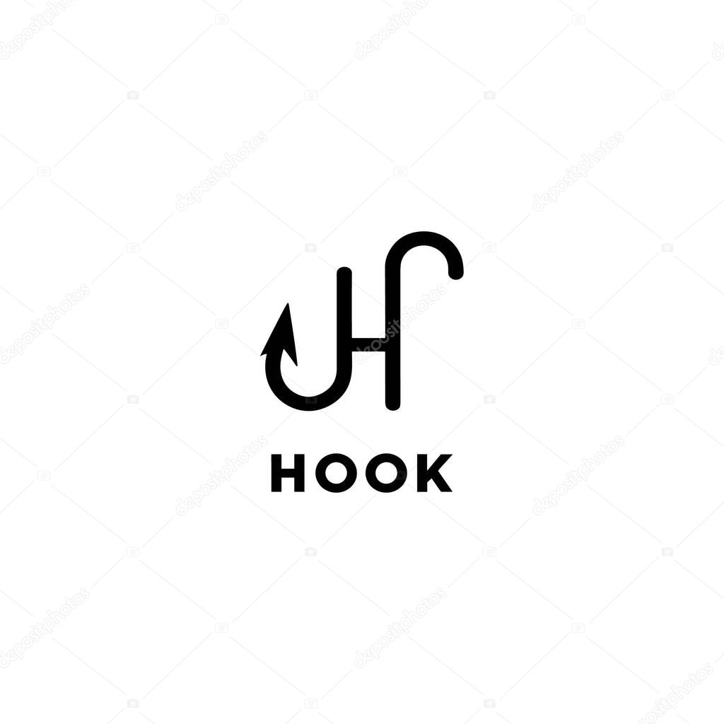 Hook logo. fish hook vector