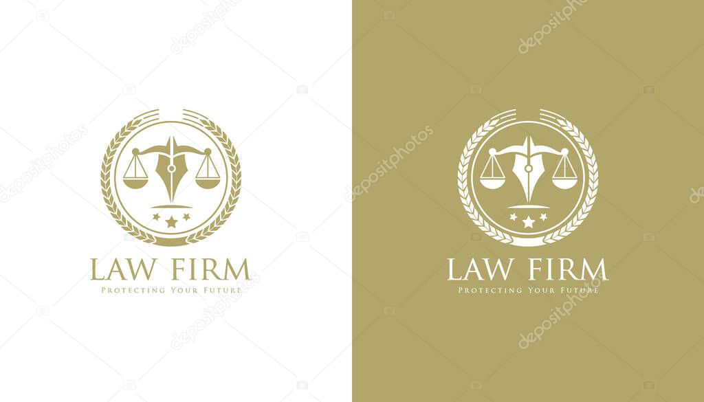 Law firm logo. justice scale vector. justice logo. lawyer logo. law vector