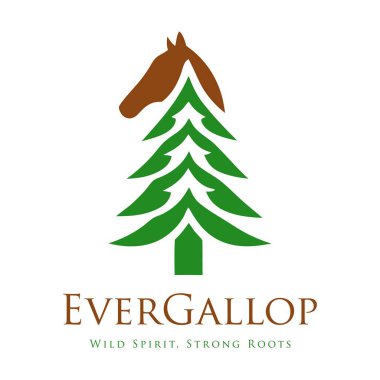 horse logo.  equestrian logo. Horse and Pine Tree Logo clipart