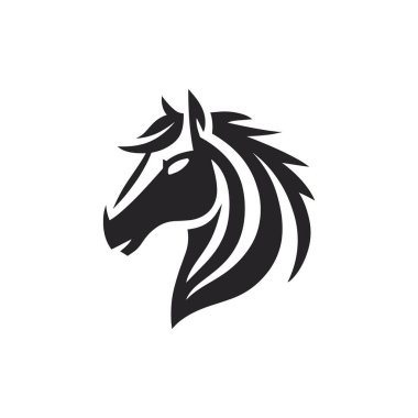 Aygır logosu. At kafası vektörü. At silueti. Siyah at vektörü. At amblemi.