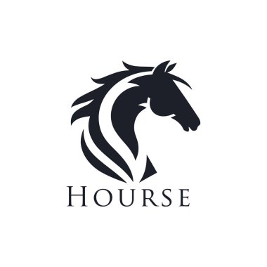 Aygır logosu. At kafası vektörü. At silueti. Siyah at vektörü. At amblemi.