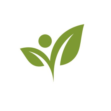 İnsan yaprağı logosu. Doğa büyüme sembolü. organik büyüme vektörü