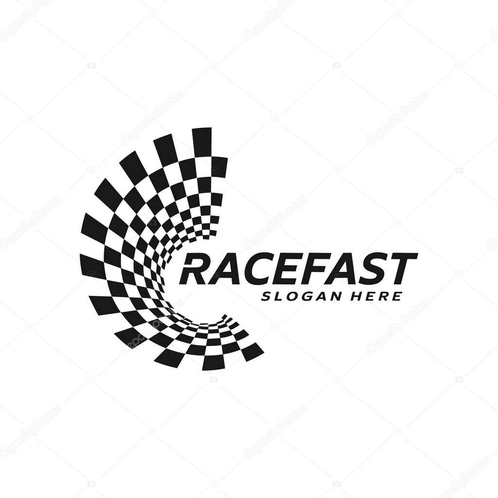 Racefast logo. checkered flag. racing logo, motorsport