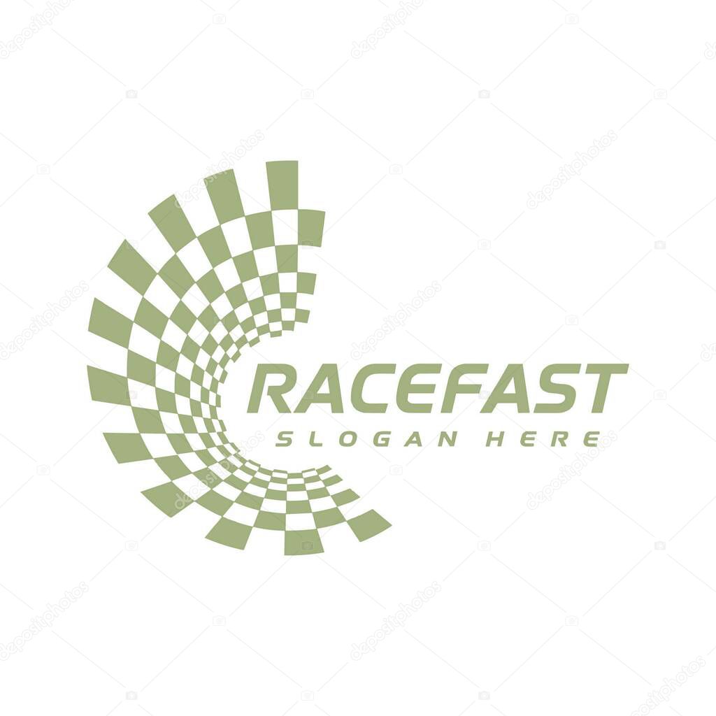 Racefast logo. checkered flag. racing logo, motorsport