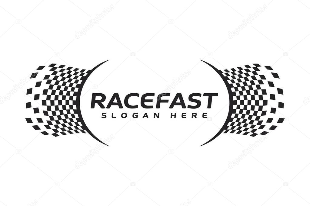 Racefast logo. checkered flag. racing logo, motorsport