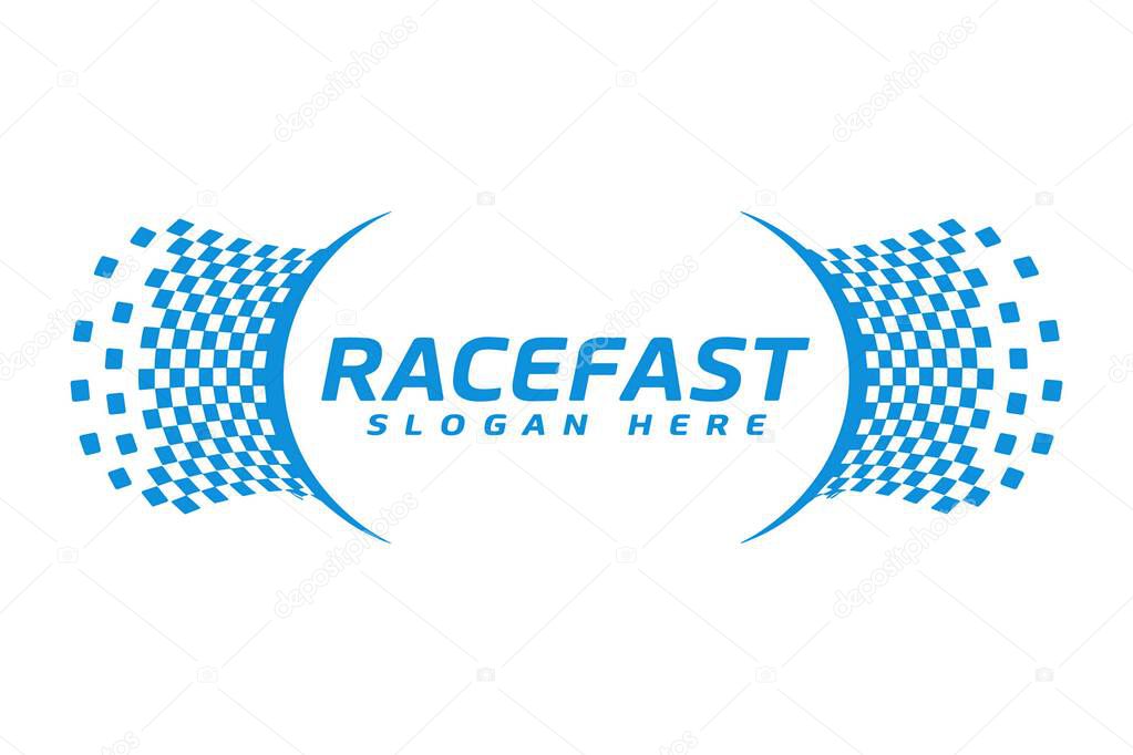 Racefast logo. checkered flag. racing logo, motorsport