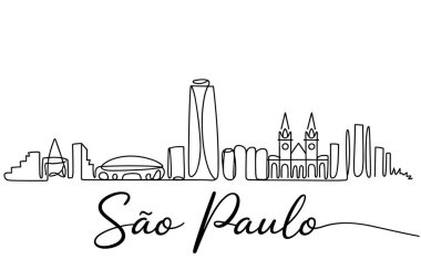 Sao Paulo ufuk çizgisi minimum aralıksız şehir manzarası çizimi illüstrasyonu