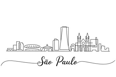 Sao Paulo ufuk çizgisi minimum aralıksız şehir manzarası çizimi illüstrasyonu