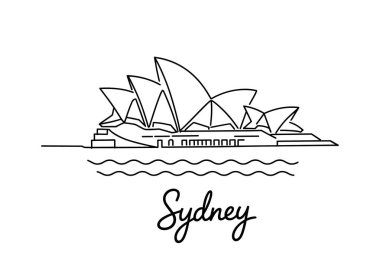 Sydney şehrinin ufuk çizgisi Avustralya 'nın tarihi vektör resimlerini çiziyor