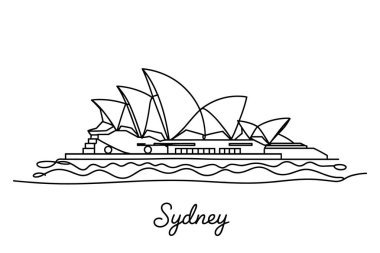 Sydney şehrinin ufuk çizgisi Avustralya 'nın tarihi vektör resimlerini çiziyor