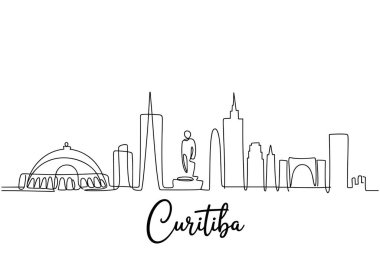 Curitiba şehrinin ufuk çizgisi Brezilya 'nın tarihi vektör resimlerini çiziyor