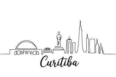 Curitiba şehrinin ufuk çizgisi Brezilya 'nın tarihi vektör resimlerini çiziyor