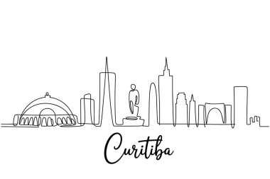 Curitiba şehrinin ufuk çizgisi Brezilya 'nın simge vektör çizimi 0