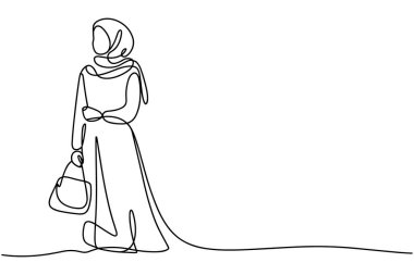 Mütemadiyen tesettürlü Müslüman kadın yaşam tarzı vektör çizimi yapıyor