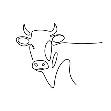 İnek sürekli bir çizgi çizer çiftlik hayvanı minimalist vektör çizer