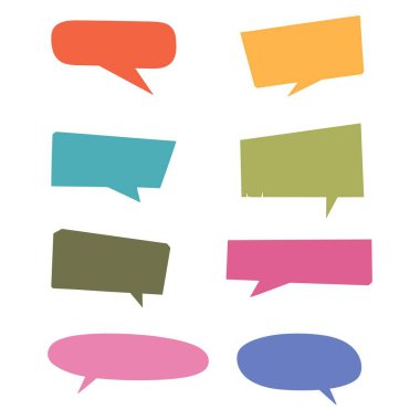 Renkli Konuşma Baloncukları Düz Vektör Resmini Ayarladı