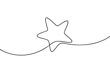 Beyaz arka planda bir yıldızın minimalist tek çizgi çizimi. Sanat eserleri sürekli siyah bir çizgiyle yaratılarak altında akan bir çizgi bulunan beş köşeli bir yıldızın ikonik şeklini oluşturur. Başarı, arzu ve gökyüzünü temsil eder.