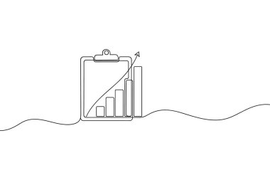 Çubuk çizelgesi ve yukarı doğru ok belgesi taşıyıcısı olan pano.