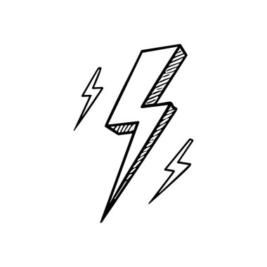 El Çizimi Yıldırım Yıldırımı Elektrik Enerji Vektörünü Sembolize eder.