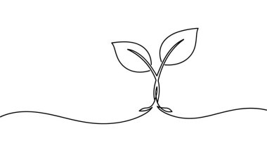 Bir filizlenme tesisinin tek çizgi çizimi büyüme vektörü.