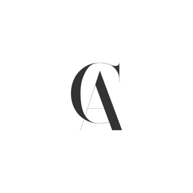 CA Minimalist Serif Modern Harf Logosu Siyah ve Beyaz. CA Yaratıcı Serif Logo Tasarımı Simge Markalama Vektörü.