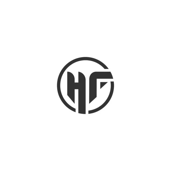 字母H和F的首字母标识设计带有一个简单的轮廓 Hf标志设计的首字母线 — 图库矢量图片