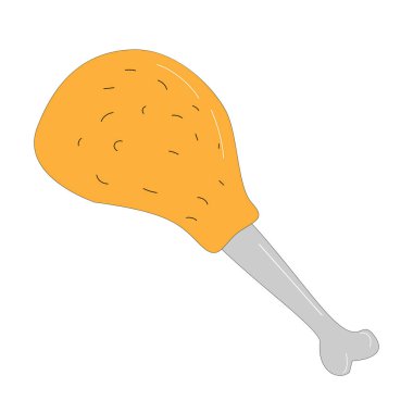 cartoon chiken leg fried on white background isolated, illustration