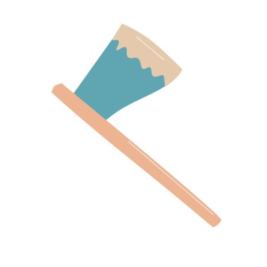 ax hatchet for chopping wood, vector cartoon icon isolated. Flat illustration for hiking camping