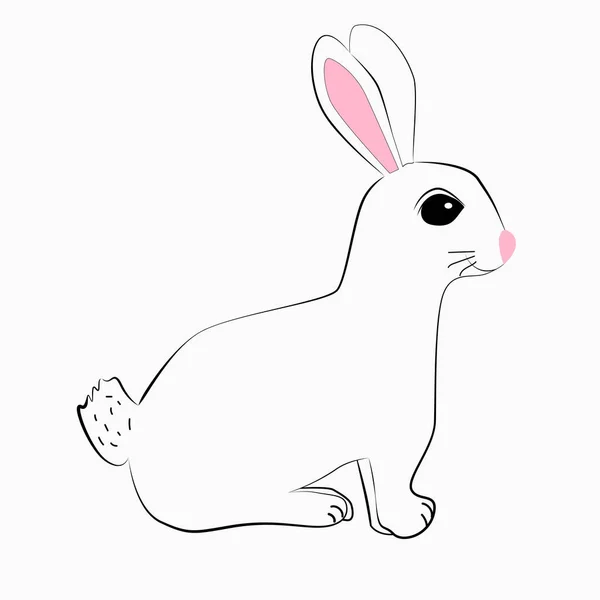 Мультяшный Кролик Банни Изолированный Значок Белом Фоне Векторная Иллюстрация Поздравительной — стоковый вектор