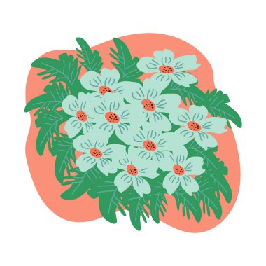 Beyaz arka planda mavi bir papatya. Botanik el çizimi tarzında vektör illüstrasyonu