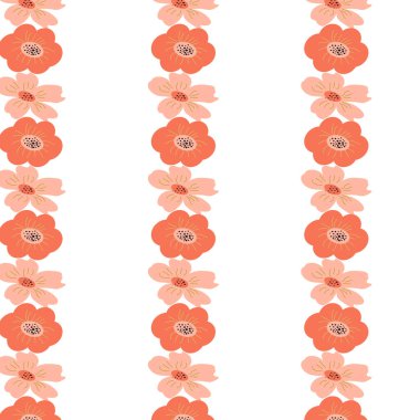 Papatya çiçeği desenli Boho halk tarzında. Beyaz arkaplanda vektör illüstrasyonu