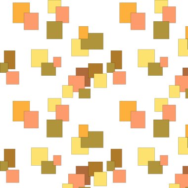 Kareler ve dörtgenlerin soyut düz, modern geometrik deseni. Beyaz arkaplanda vektör illüstrasyonu