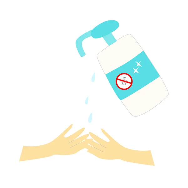 Antibakteriell Handtvätt Platt Stil Vektor Illustration Vit Bakgrund — Stock vektor
