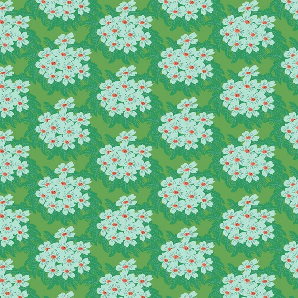 可爱的图案 花束野花 埃斯特 宇宙绿色背景 矢量图解适用于花束包装纸的设计 — 图库矢量图片