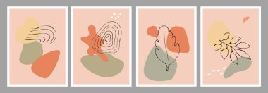 Soyut bir boho tarzında moda bir illüzyon. Vektör illüstrasyonu oturma odasının duvarında, sosyal ağların kapağı ve arka planı olarak bir poster olarak kullanılabilir