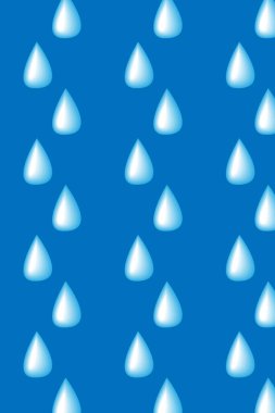 Mavi zemin üzerinde yağmur damlası olan kusursuz bir desen. Arkaplan ve arkaplan için uygun vektör illüstrasyonu