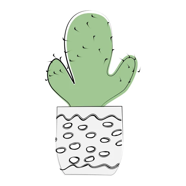 Bosquejo Cactus Una Olla Blanca Con Patrón Ilustración Decorativa Sobre — Archivo Imágenes Vectoriales