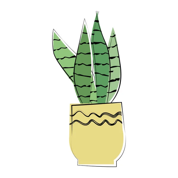Snace Planta Vaso Flores Estilo Desenhado Mão Ilustração Vetorial Adequado —  Vetores de Stock