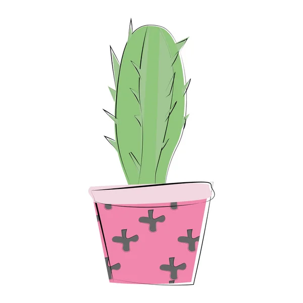Bosquejo Cactus Una Maceta Rosa Con Patrón Ilustración Vectorial Aislada — Archivo Imágenes Vectoriales