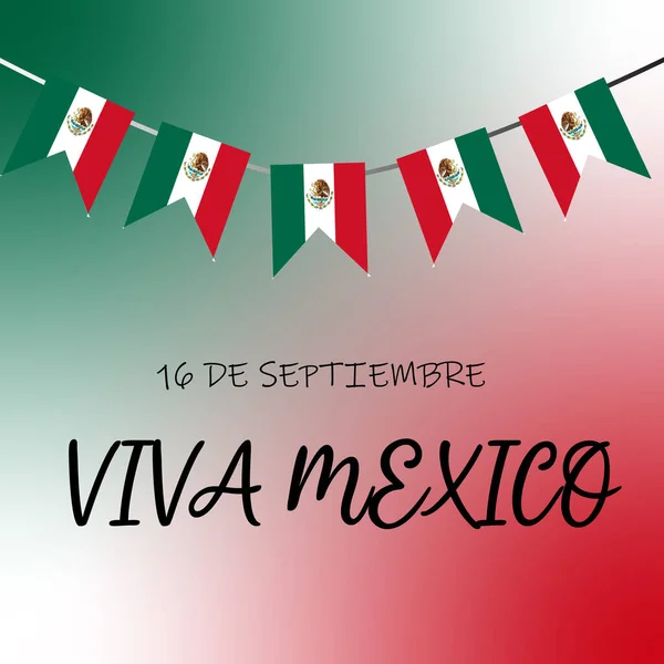 Stock vector Mexico National day banner with Mexico flags, red green Mexican colors scheme in a mesh abstract background. Vector illustration for social network. 