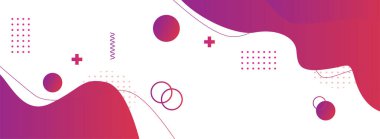 Soyut arkaplan, sıvı ve basit şekilli pankart. Modern tarzda vektör illüstrasyonu. Moda renk tasarımı. 